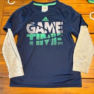 Adidas Kids Blue and Gray Long Sleeve Tee